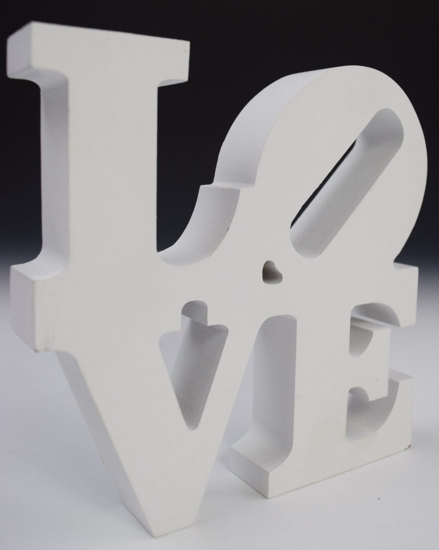 Robert Indiana LOVE Sculpture: Wooden white LOVE sculpture, inspired by Robert Indiana Measures: 3 x 3 inches