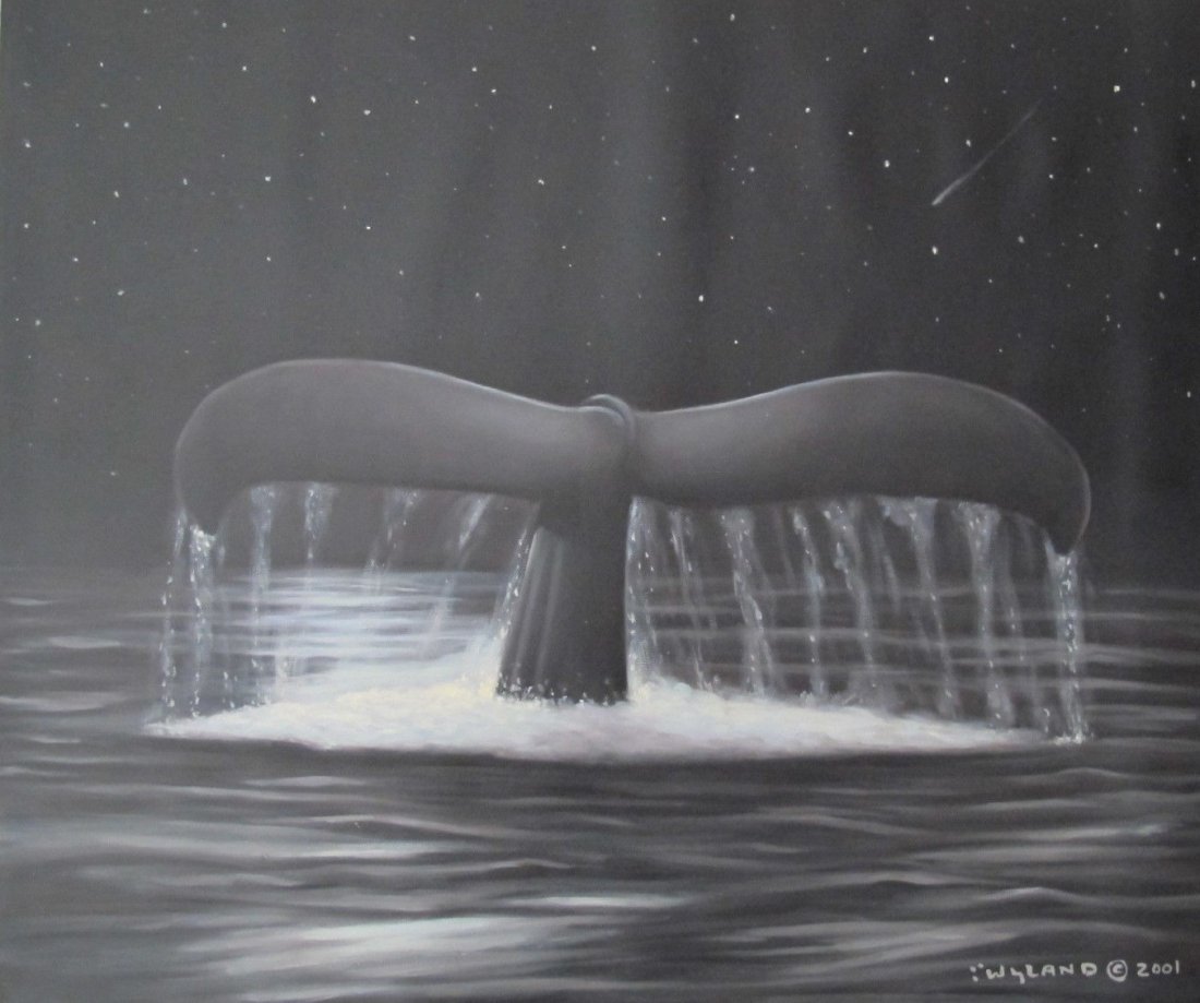 Robert Wyland Painting: Painting on canvas of a whale tale - Robert Wyland Measures: 28 x 24 inches Signed/dated lower right