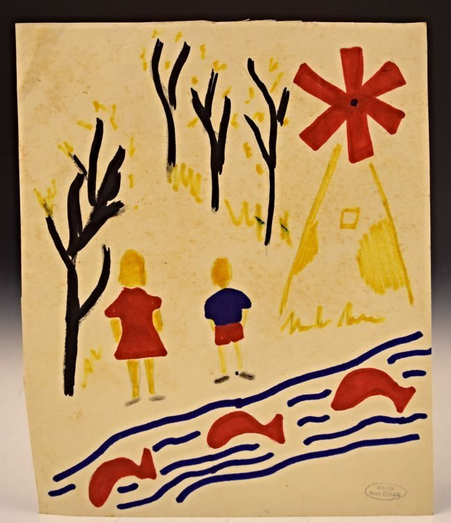 Andre Derain Watercolor: Original watercolor on paper, Andre Derain Stamped from Studio of Andre Derain in the lower right Measures: 10 x 8 inches