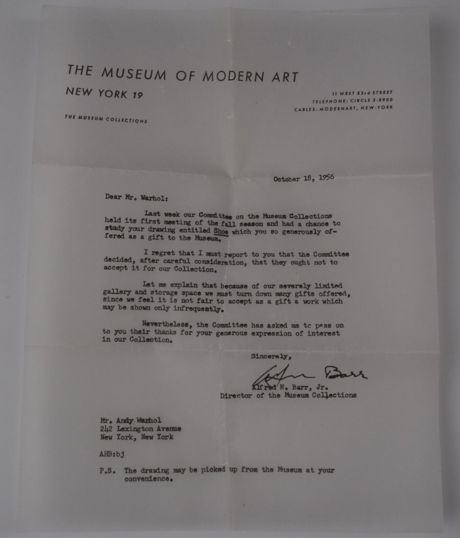 Andy Warhol Rejection Letter (1 of 2)