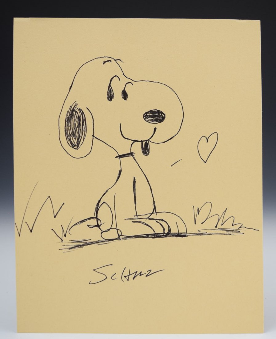 Charles Schulz: A drawing of Snoopy Measures: 10 x 8 inches COA Included