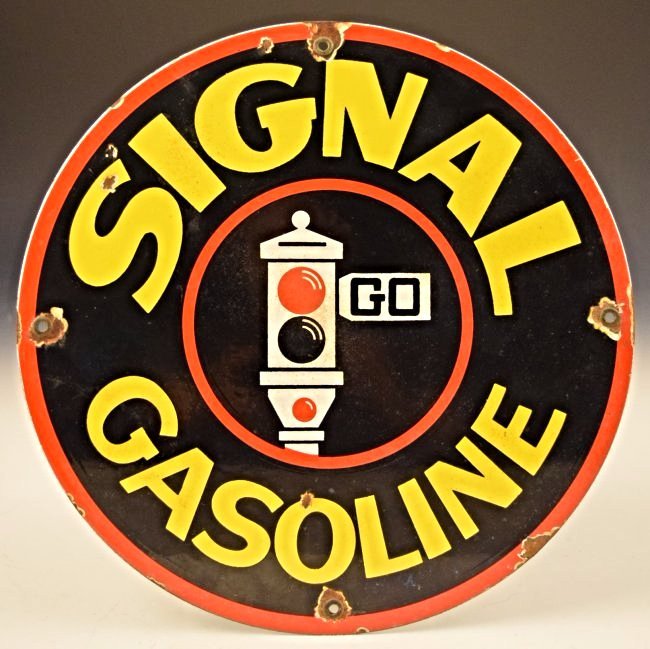 Signal Gasoline (Red Light) Porcelain Sign (1 of 2)