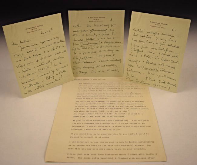 Cecil Beaton Signed Letter: Handwritten and signed 3 page (written on both sides) letter (ALS) written on his personal letterhead to ARTHUR FREED