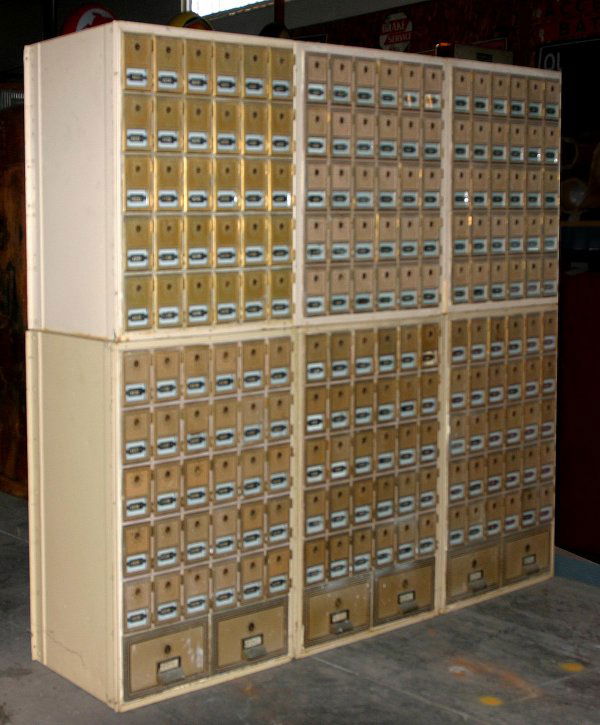 Post office boxes w/ Keys: Brass fronted 300 key lock boxes sequential numbers w/ individual keys