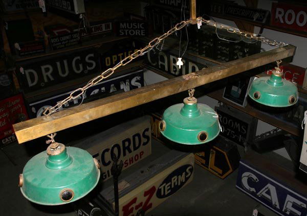 Pool Table Light: Authentic 5ft pool table lamp, cased shades with jewels. Shades are 12",brass fixtures