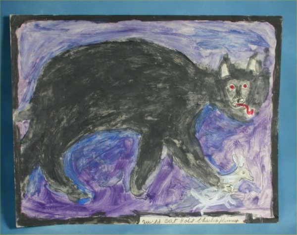 Charlie Kinney "Wild Cat" Paint on poster. 22 x 28