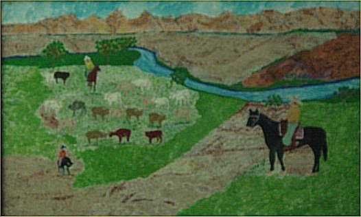 Tom Terrer-Outsider Art-"Farm" Acrylic on poster