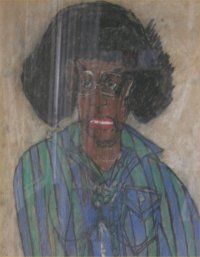 Ike Morgan-Outsider Art-Untited: Ike Morgan-Outsider Art-Untitled-Pastel on poster