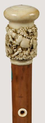 Carved Hunt Scene-Ca. 1840-A handle depictin