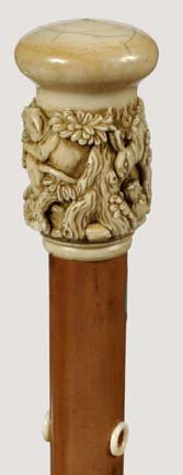 Carved Hunt Scene-Ca. 1840-A handle depictin - 2