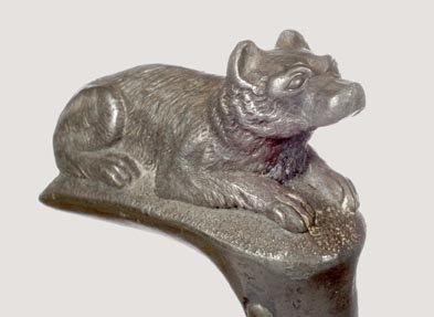 Pewter Wolf-Ca. 1875-A cast one-piece wolf which i - 2