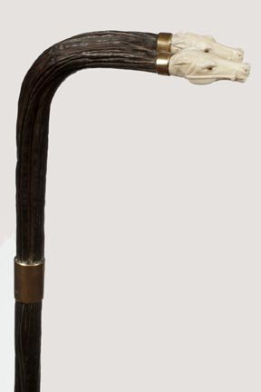 Double Horse Head Ivory-Ca. 1880-Ivory horse heads