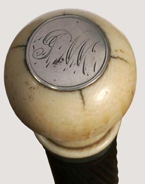 Ivory Dress-Ca. 1830-This ivory knob has a coin si - 2