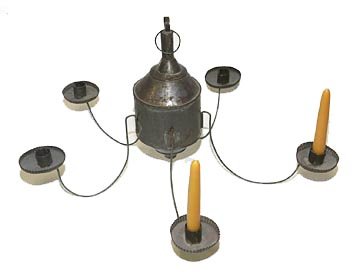Tin 5 candlelight chandelier, probably Pennsylvan