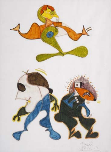 Jeff Hirsch-"Untitled". Marker on paper, signed and: Jeff Hirsch-"Untitled". Marker on paper, signed and dated circa 1987. Formerly from the Myron Shure Collection. Piece is 16 3/4 x 23, framed. Please see over 450 other lots in this sale of Outsider Ar