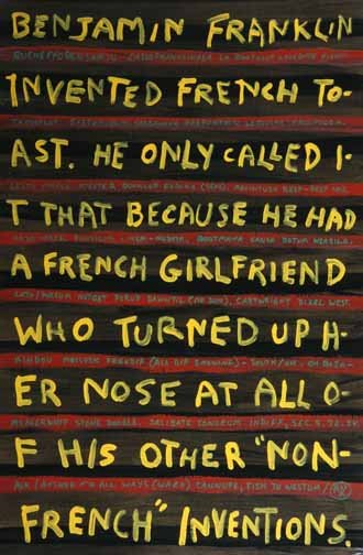 Robert Seven-"French Inventions". Paint on cardboa: Robert Seven-"French Inventions". Paint on cardboard. Piece is 23 1/2 x 35. Please see over 450 other lots in this sale of Outsider Art, Folk-art, folkart, contemporary art,pottery, African American A