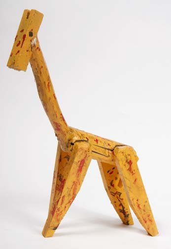 Willie Massey-"Giraffe". Paint on carved wood. Pie: Willie Massey-"Giraffe". Paint on carved wood. Piece is 17 1/2 x 15 x 4 1/4. Please see over 450 other lots in this sale of Outsider Art, Folk-art, folkart, contemporary art,pottery, African American 