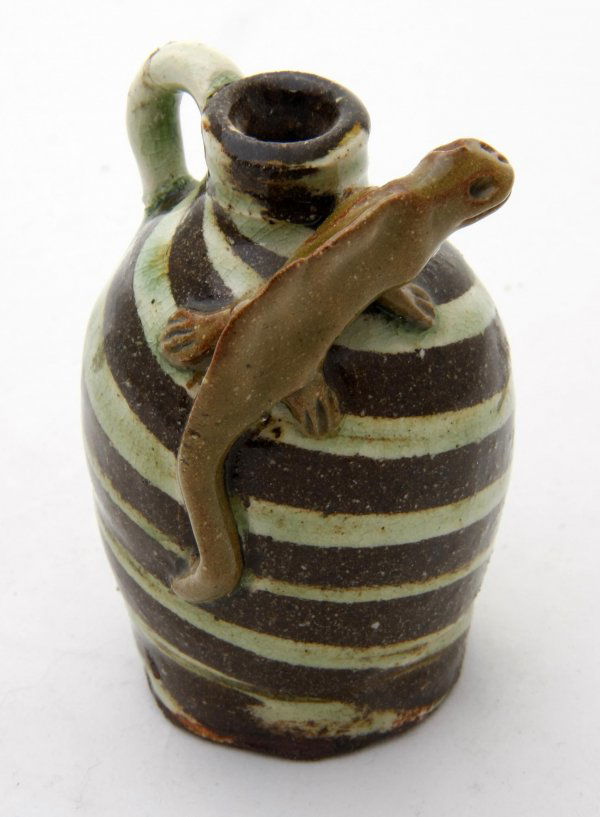 Albert Hodge, "Mini Swirl Snake Jug" Fired and gla: Albert Hodge, "Mini Swirl Snake Jug" Fired and glazed pottery and measures 3 1/4 x 2 1/4