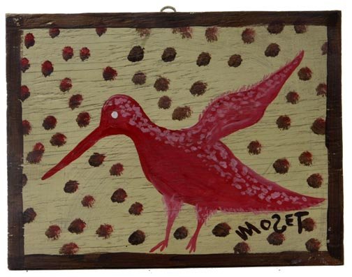 Mose Tolliver- ""Bird" . Early Tolliver, paint and: Mose Tolliver- ""Bird" . Early Tolliver, paint and mud on board. Signed. Piece measures 9 x 12