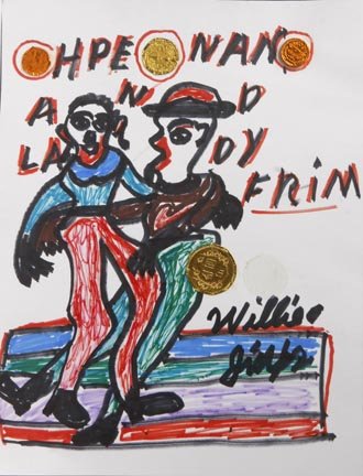 Willie Jink- "Untitled" Marker on poster board an: Willie Jink- "Untitled" Marker on poster board and paper, 4 piece lot. Signed and largest is 18 x 12