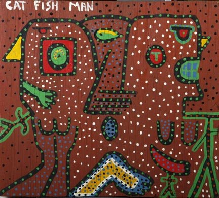 Catfish Man- Michael Suter, "Man and Woman" Paint: Catfish Man- Michael Suter, "Man and Woman" Paint on wood, signed and measures 16 1/4 x 18 1/4