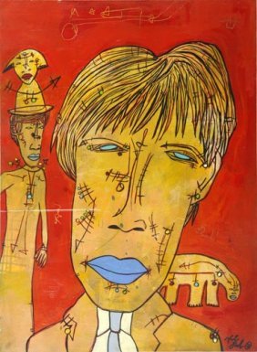 This is a two piece lot of Gabriel Shaffer: This is a two piece lot of Gabriel Shaffer, "Atnoph", paint on paper, signed and measures 11 x 14 1/2 and Carrie Graves, "Small Abstract", marker on paper, 7 1/2 x 9 2/4