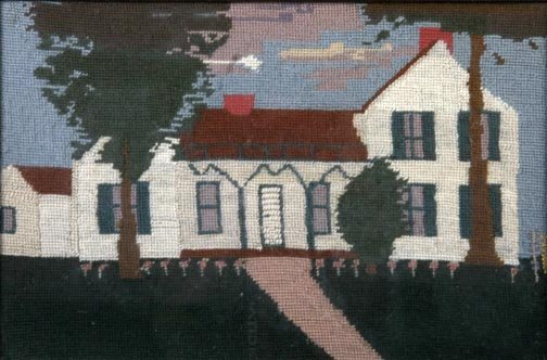 Framed vintage needlepoint measuring 15 x 10: Framed vintage needlepoint measuring 15 x 10