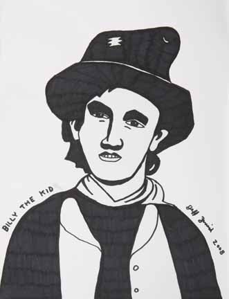 Jeff Zenick, "Billy The Kid". Marker on paper, si: Jeff Zenick, "Billy The Kid". Marker on paper, signed and dated 2008 and measures 9 x 12