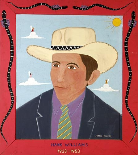 Frank Pickle, "Hank Williams". Paint on wood and : Frank Pickle, "Hank Williams". Paint on wood and board. Signed and measures 30 x 34