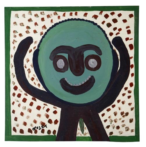 Mose Tolliver, "Big Headed Mouse". Paint on wood, : Mose Tolliver, "Big Headed Mouse". Paint on wood, signed and measures 24 x 24