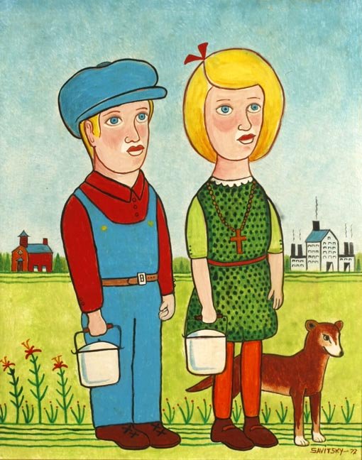 Jack Savitsky, "Jack and Jill". Oil on canvas panel