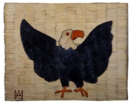 Wesley Stewart, "Eagle". Paint and glass toothpick: Wesley Stewart, "Eagle". Paint and glass toothpick construction, signed and measures 29 1/2 x 23 1/2