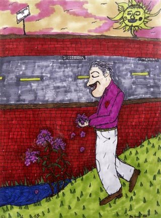 Jesse Mitchell and three other lots of outsider art: Jesse Mitchell, "She Loves Me" Marker and watercolor on paper, signed and dated 1993 and measures 9 x 12 and Tim Hitchcock- "Jonah in the Whale". Signed and dated 10/2006 "The Sinking of the Lucifer".