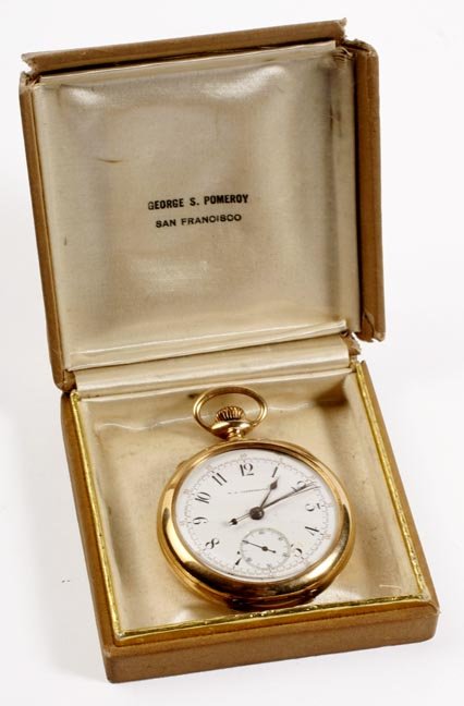 14kt Pocket Watch: The face is marked W. K. Vanderslice and the movement is also marked Vanderslice N.Y. The movement in the watch is working fine, the second hand is fine but the two sweeping stop watch hands are not o