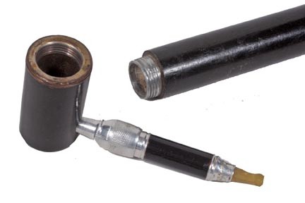 Pipe System Stick-Circa 1950-A typical pipe cane, : Pipe System Stick-Circa 1950-A typical pipe cane, black ebonized bowl and shaft and no ferrule-O.L. 34"-$100-$200