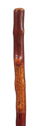 Civil War Cane-Late 19th Century-The cane is inked: Civil War Cane-Late 19th Century-The cane is inked "Cut of the center of Pines Battlefield where 15,000 soldiers were killed May 31st of 1862 fought by Lee and McClellan" etc. etc.", natural twig shaf