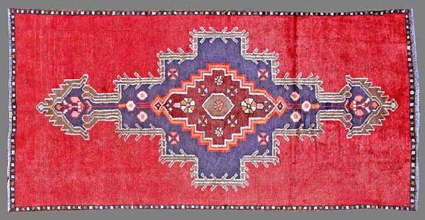 Genuine hand woven 60 year old Southern Persian Tr: Genuine hand woven 60 year old Southern Persian Tribal 3.04 x 7, wool pile on a wool structure. Evenly low, overall condition good. Approx.60 knots per square inch. Sides and ends good