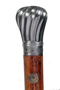 Holuska Watch Cane-Ca. 1880-A fine example of this: Holuska Watch Cane-Ca. 1880-A fine example of this genre of system stick which has all of its original hallmarks and is also signed sterling, original watch and setting stem, rich Malacca shaft and a