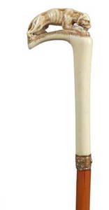4: Courtesan Ivory Sword Cane-Mid 19th Century-A carved
