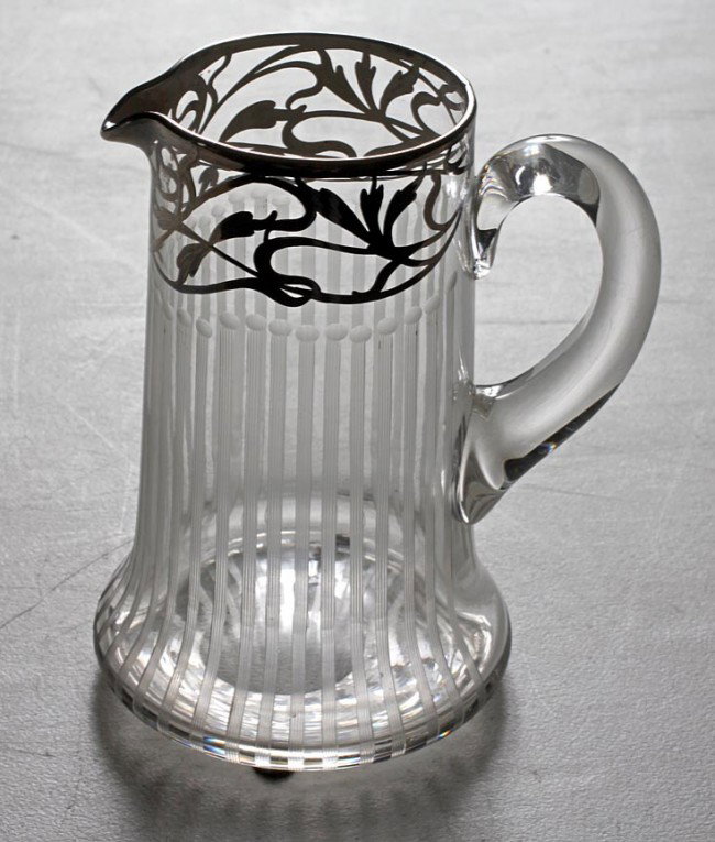 Sinclair Silver Overlay Milk Pitcher: Sinclair Silver Overlay Milk Pitcher, 4" x 6"