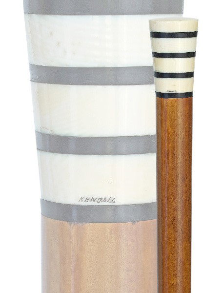 London Art Deco Dress Cane-Early 20th Century-Ivor: London Art Deco Dress Cane-Early 20th Century-Ivory and ebony layered Milord Knob, malacca shaft and a horn ferrule. Signed Kendall, one of the most respected cane makers of his day-H. 2" x 1 ¼", O.L
