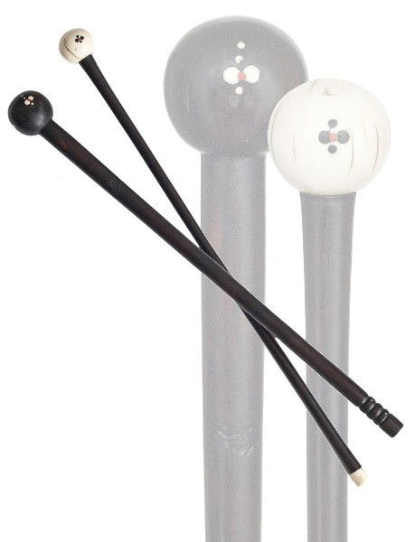 Pair of African Clubs-Early 20th Century-The first: Pair of African Clubs-Early 20th Century-The first with an ivory ball and tip and iron wood stalk, the other fashioned of a single piece of ebony. Insignia of rank, African clubs teaches about differe