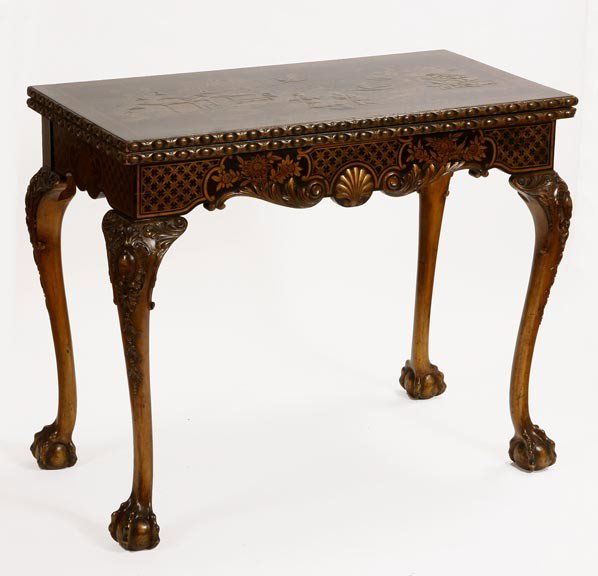 115. Chinoiserie Game Table -Early 20th Century-A : 115. Chinoiserie Game Table -Early 20th Century-A nice example of this style of work with claw ball and feet in fine condition-31" x 18 ½" x 37"-$1,500-$2,500