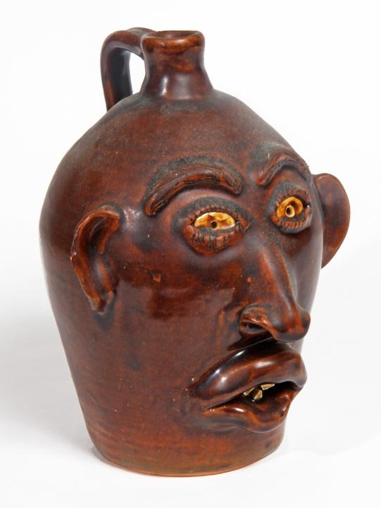 Southern Folk PotteryCharlie Brown face jug, 1990 10"