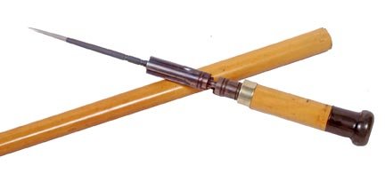 151. Pepper Box Dagger Gun Cane- Late 19th Century- A h: 151. Pepper Box Dagger Gun Cane- Late 19th Century- A horn handle “Kols” four shot pepper box (Prob. 22 cal.) with a removable 6” blade, near mint in working condition, silver metal collar ,ma