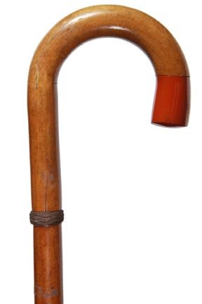 172. Flashlight System Cane-Ca. 1925-A nice example of : 172. Flashlight System Cane-Ca. 1925-A nice example of this system stick which is all original, elm wood handle and shaft and metal ferrule-H. 5” x 6 ½”, O.L. 36”-