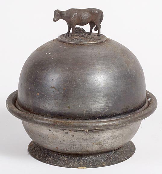 Silver-plate cow butter dish, by Rogers, most plate is 