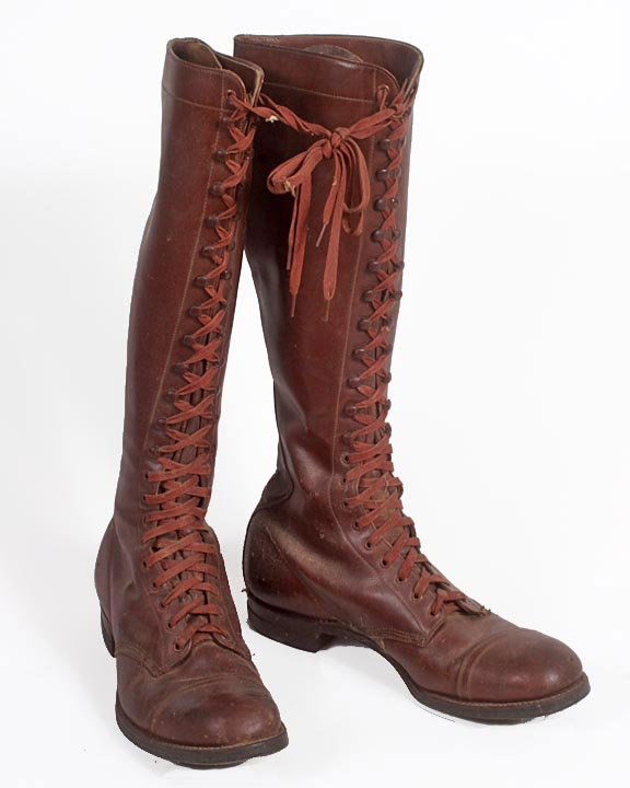 Pair of antique leather boots, average worn condition. : Pair of antique leather boots, average worn condition. 15" x 11.5"