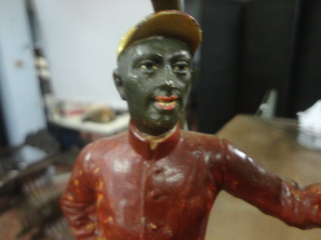 Cast iron jockey lamp, African-American. Circa 1940, ol - 4