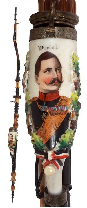 Prince Wilhelm II porcelain and horn tobacco pipe, fine
